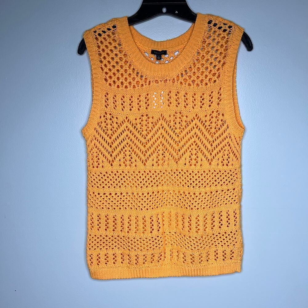 NWT Talbots Women's Crochet Knit Top Blouse Size Small Crew Neck Sleeveless